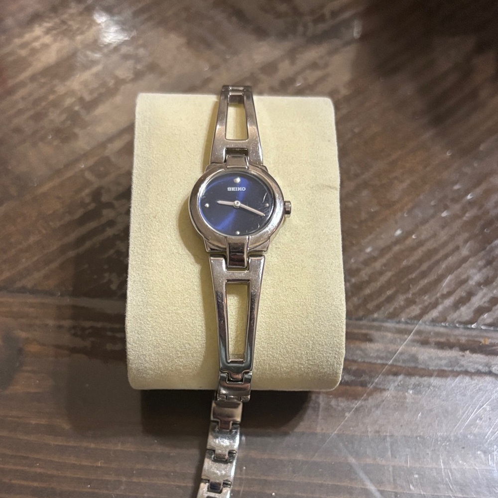 Seiko Women's Watch with Silver Band and Blue Dial
